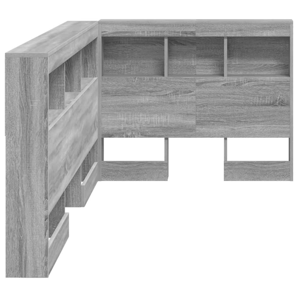 Storage Headboard with Shelf Grey sonoma 90 cm Engineered wood